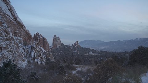 Colorado Springs, CO, USA - Garden of The Gods Covered with Snow Ice after Winter Storm