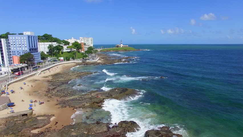Aerial view of Salvador coastline, Bahia, Brazil.