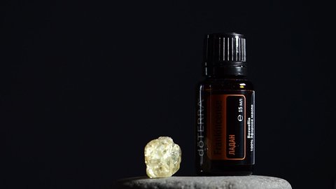frankincense Doterra. belarus,minsk,2021.therapeutic grade essential oils at a health lecture