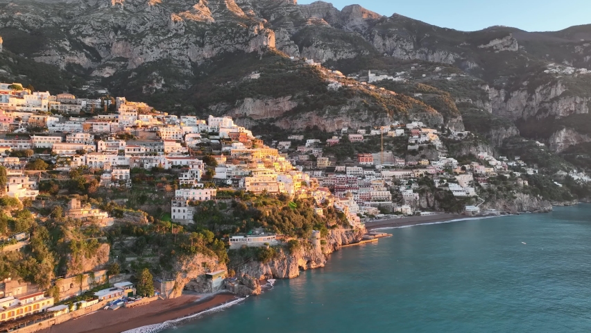 Positano, tourist destination on the Amalfi Coast, Italy.
Aerial view of the famous tourist resort of the Amalfi coast. | Shutterstock HD Video #1085076575