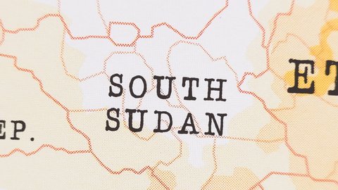 South Sudan in the Realistic World Map that becomes clear from a blurry state.