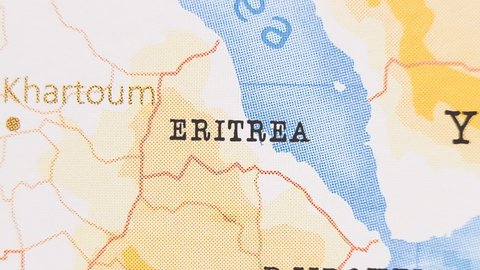 Eritrea in the Realistic World Map that becomes clear from a blurry state.