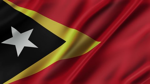 Timor Leste waving flag fabric texture of the flag and 3d animation background.