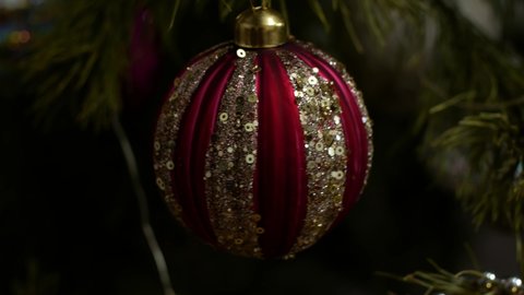Beautiful Christmas toy for the Christmas tree. Holiday and Christmas gift concept.
