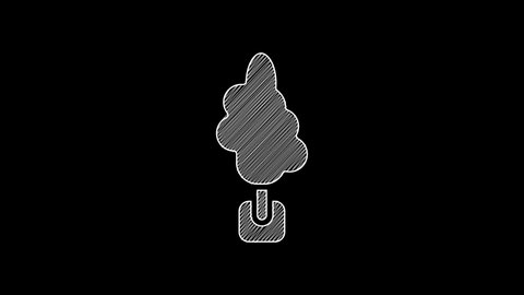 White line Tree icon isolated on black background. Forest symbol. 4K Video motion graphic animation .