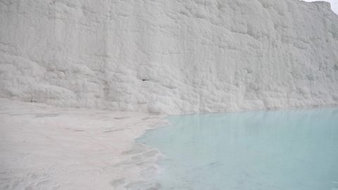 Pamukkale is a tourism region of unique beauty with its travertines, white color and turquoise thermal water and flying hot air balloons. Denizli Pamukkale 18 December 2021