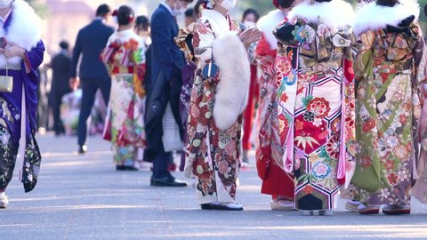 Japanese young girls wearing Kimono in Kyoto