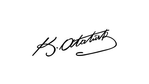 Editorial animation: Signature of the leader of the Turkey, Mustafa Kemal Ataturk  hand writing motion video