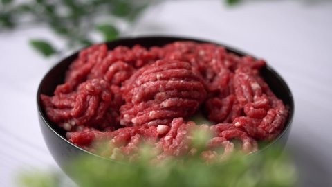 Minced meat cooking process .