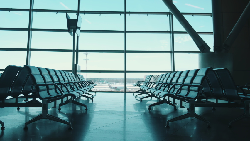 Empty departure lounge of the airport