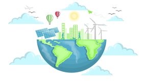 4k Eco Friendly and Green Energy Concept Animation Design Illustration. Globe Earth Planet and Green Energy Concept Animated Design Elements. Alternative Energy Natural Landscape Ecology concept icons - Powered by Shutterstock - Get 15% off with code: PIKWIZARD15