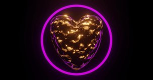 3d render with metallic golden heart with neon ring - Powered by Shutterstock - Get 15% off with code: PIKWIZARD15