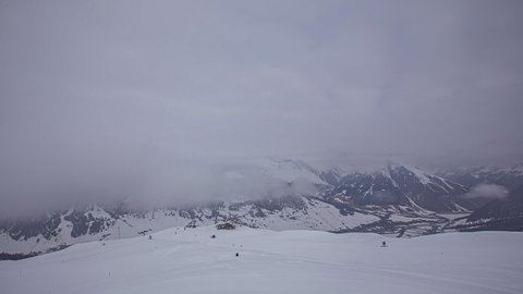Blizzard timelapse with a low visibility environment, bad snow weather landscape