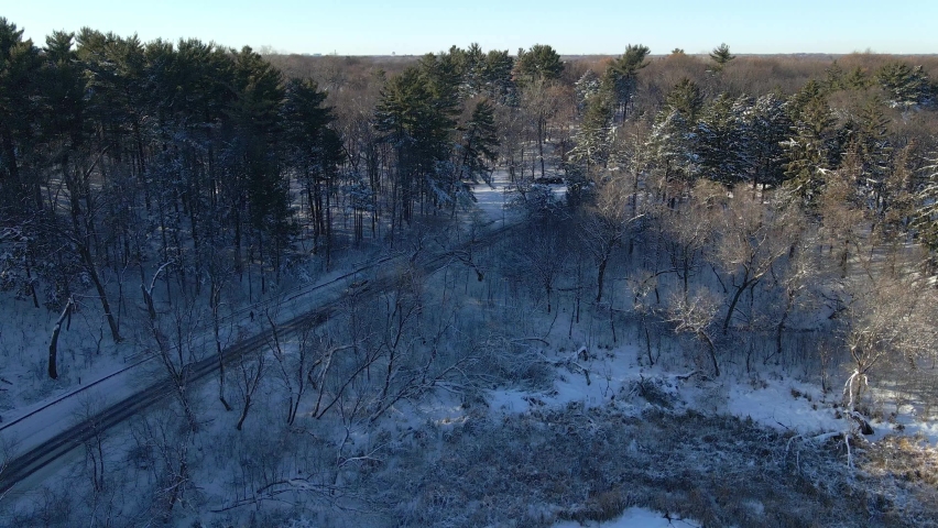Regional Park in Minnesota aerial view on a winter afternoon