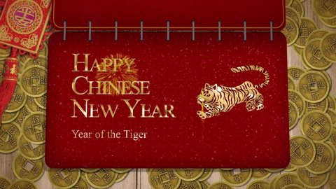 Chinese New Year, year of the Tiger 2022, also known as the Spring Festival with the Chinese tiger astrological hanging