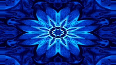Unique colorful kaleidoscope fractal blue marble pattern motion background. Beautiful unique fractal abstract kaleidoscope pattern motion animation. 4k resolution