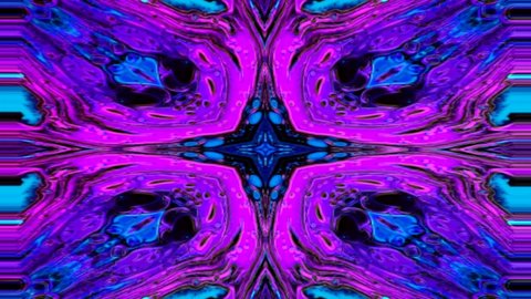 Unique colorful kaleidoscope fractal blue purple marble pattern movement background. Beautiful unique fractal abstract kaleidoscope pattern motion animation. 4k