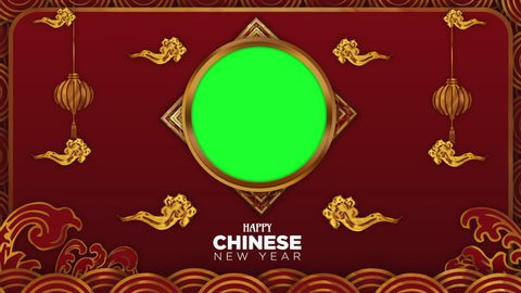 Happy Chinese New Year template motion with Chinese element and concept green screen background.