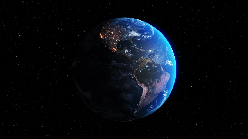 Seamless loop footage of planet earth whole round 3D orbital rotation with day night transition . 360 degree spinning globe sphere with realistic geography . | Shutterstock HD Video #1085171915