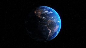 Seamless loop footage of planet earth whole round 3D orbital rotation with day night transition . 360 degree spinning globe sphere with realistic geography . - Powered by Shutterstock - Get 15% off with code: PIKWIZARD15