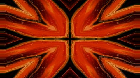 Unique colorful kaleidoscope fractal red liquid marble pattern movement background. Beautiful unique fractal abstract kaleidoscope pattern motion animation. 4k resolution