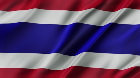 Thailand waving flag fabric texture of the flag and 3d animation background.