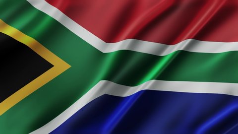 South Africa waving flag fabric texture of the flag and 3d animation background.