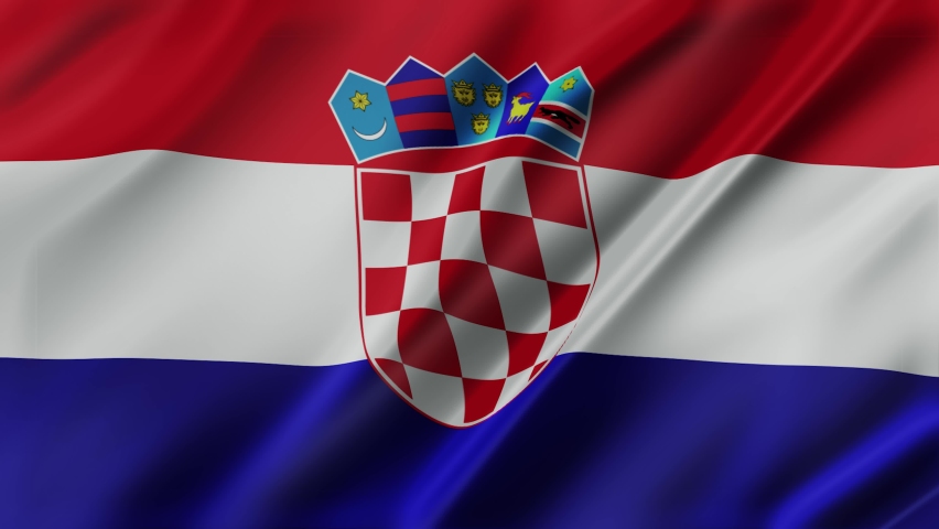 Croatia waving flag fabric texture of the flag and 3d animation background.