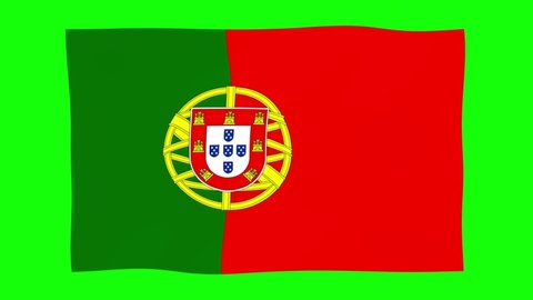 Portugal Flag Waving and Waving Green Screen Background Animated