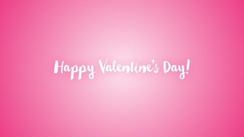  Particles Animation.	White Happy Valentines Day Text With Red Heart Shape Particles Animation On Pink Background.
