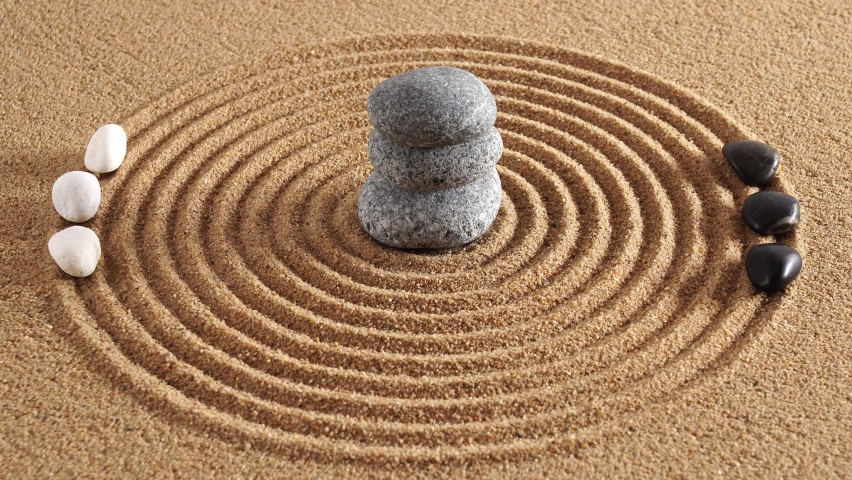 Japanese Zen garden withstone and texture in sand | Shutterstock HD Video #1085195258