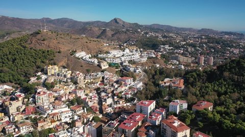 Aerial 4K video from drone to of Malaga and the new residential areas of Malaga.Spain,Costa del sol, Andalusia (Series)
