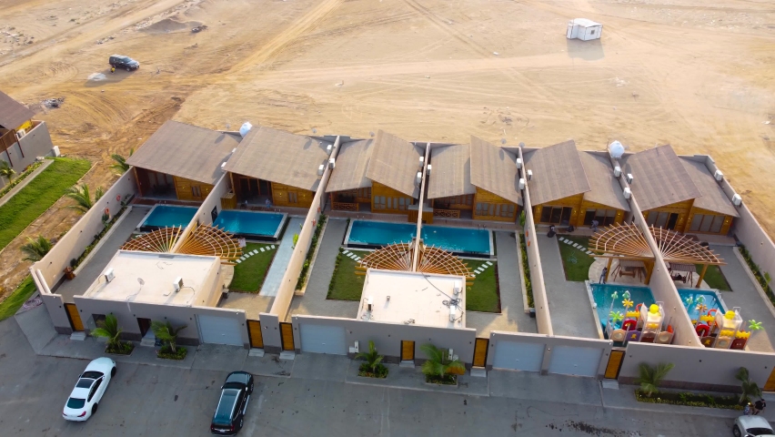Low Orbit Shot, Showing Exterior Modern Villas Architecture, Jeddah Saudi Arabia