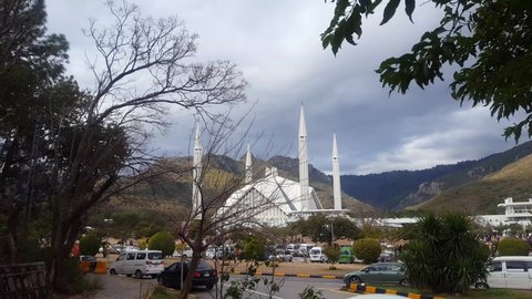Beautiful Shah Faisal Mosque On A Cluody Day In Islamabad, Pakistan 08 01 2022