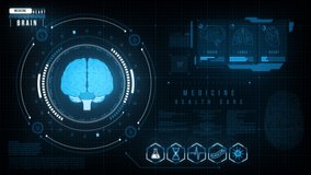 HUD display of the human brain. Futuristic analysis screen with medical interface elements. - Powered by Shutterstock - Get 15% off with code: PIKWIZARD15