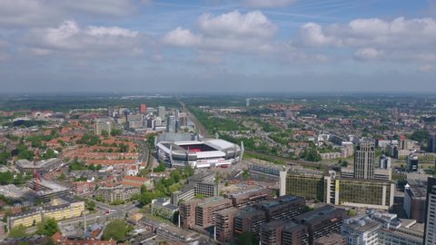 Eindhoven, Netherlands - June 2021: Aerial panorama of the city