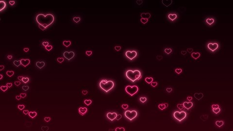 valentines day neon heart background,glowing and shiny red hearts,love and marriage concept,dark background