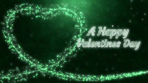 Valentines day animated greeting cards. Happy valentines day animation background. Particles forming heart shape. Bokeh ans smoke background animation with happy valentine message