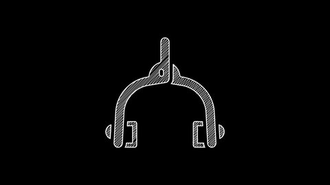White line Bicycle brake calipers dual pivot icon isolated on black background. Bicycle brake wire. 4K Video motion graphic animation .