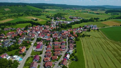 Aerial view of the village Kleinaspach in Germany. 