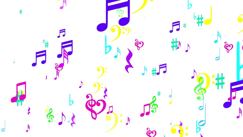 Rising colorful music notes. Isolated exploding icons. Animation. White background. 4k overlay. 25 fps Royalty-Free Stock Footage #1085228270
