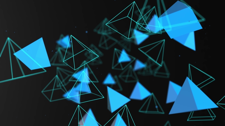 Abstract flying pyramids chaotic form of low poly in empty space. | Shutterstock HD Video #1085233541