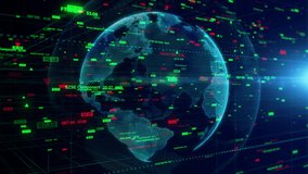 Digital data financial investment with world map and stock indexes, Financial business diagram with stock market price changes, Business and finance background 4K animation Seamless Loop - Powered by Shutterstock - Get 15% off with code: PIKWIZARD15