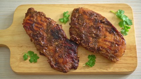 spicy grilled Jamaican jerk chicken - Jamaican food style