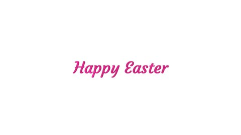 Text animation - Happy Easter. Easter message. Intro motion graphics. Vibrant colored text is ideal for overlaying. Spring religious traditional holiday concept.