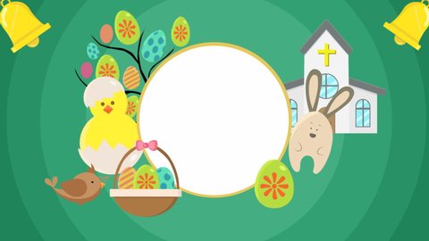 stylish, animated, colorful logo or postcard, Easter greetings for your  channel, website or application. 