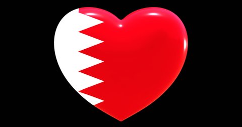 Flag of Bahrain on turning Heart 3D Loop Animation with Alpha Channel 4K UHD 60FPS