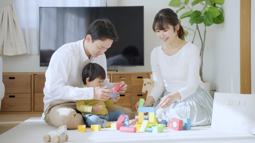 Asian family playing at home Royalty-Free Stock Footage #1085267165