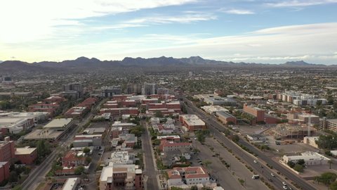 University of Arizona in Tucson, aerial view descending.