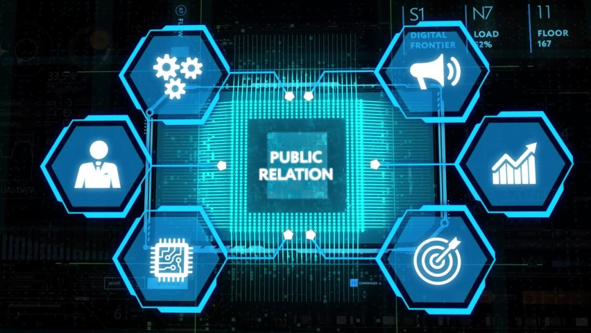 PR Public relation management. Business, Technology, Internet and network concept.